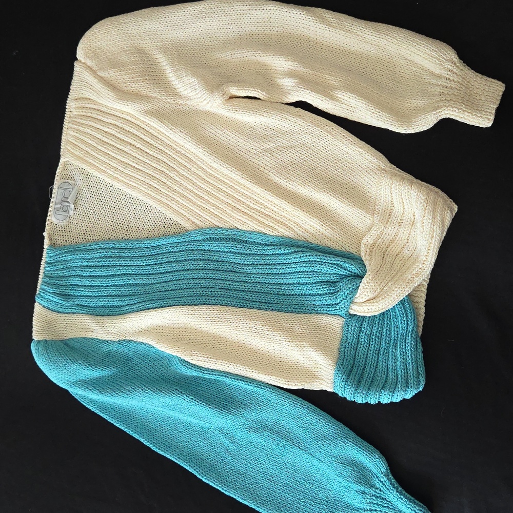 Vintage Nannell Cream and Blue Women's Sweater